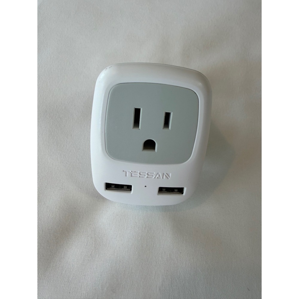 Tessan European Travel Plug Adapter 2 USB Ports Type E F Schuko TS-AP2U-EF White